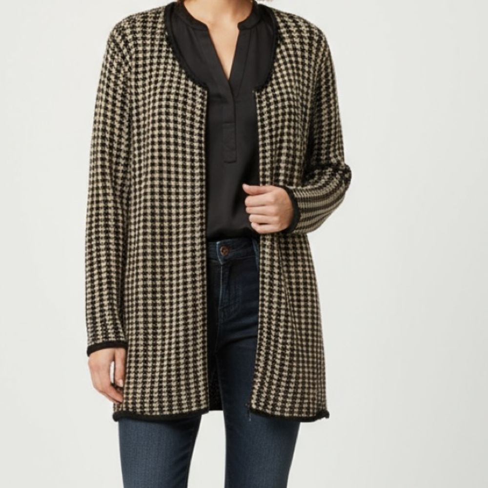 JONES NEW YORK Black and Gold knit Houndstooth Cardigan size 2X